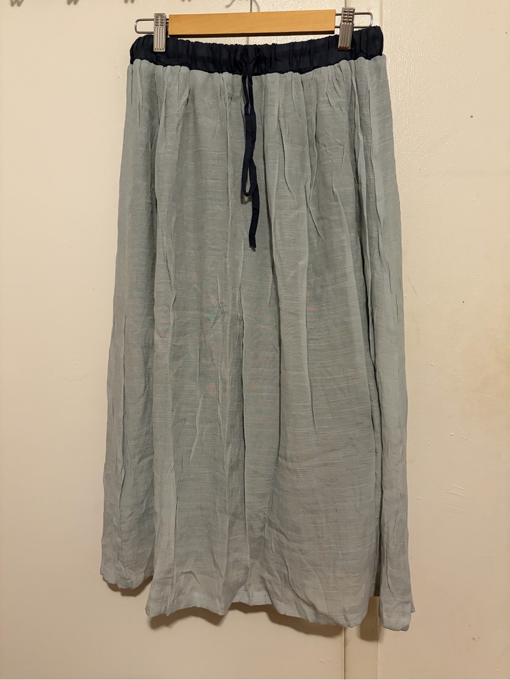 MISSLOOK Pale Blue Maxi Skirt with Navy Waistband